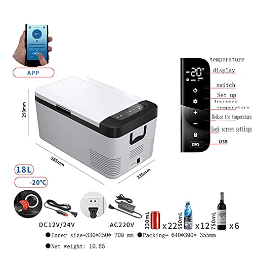 Mini refrigerador portátil para coche, 12/24 V, compresor, 12/24 V CC, 110-240 V CA, ideal para uso familiar al aire libre (color: A, tamaño: 24 V, 110 V, 220 V)
